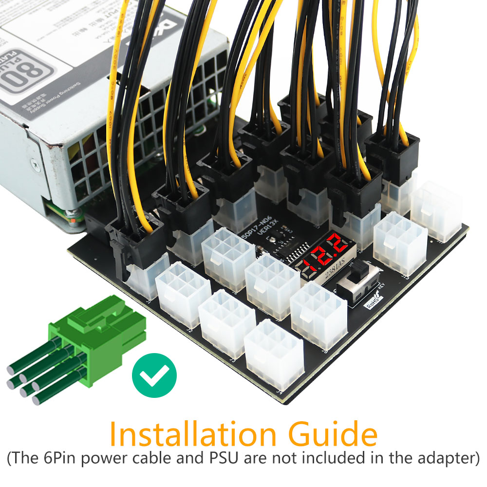 PCI-E 12V 50Pin a ATX 17x6Pin  - 2000W Atx Mining Power Supply reseña y precio